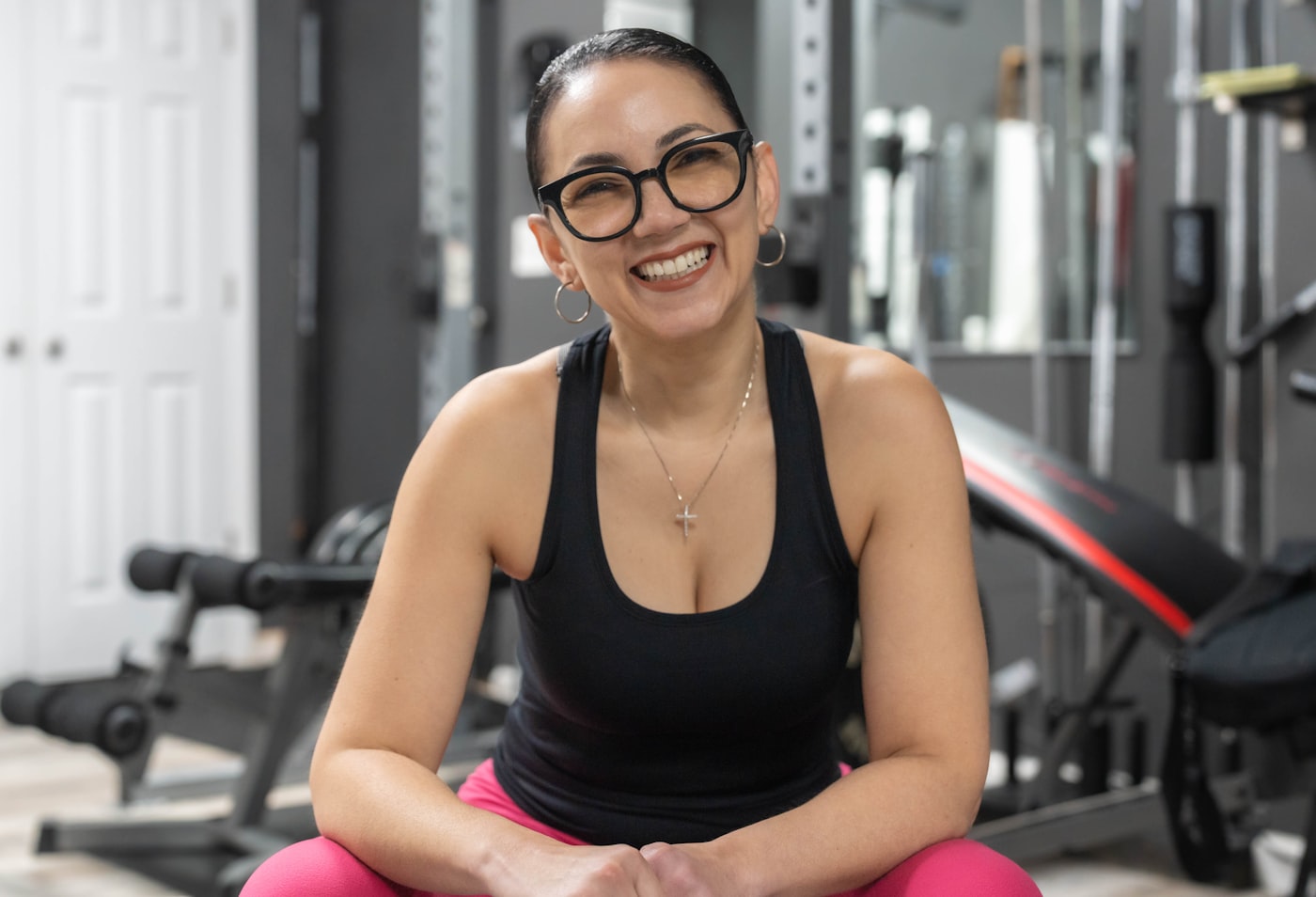 Person smiling at the gym